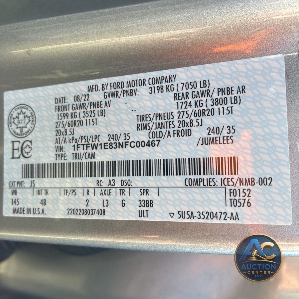 2022 Ford F150 Platinum