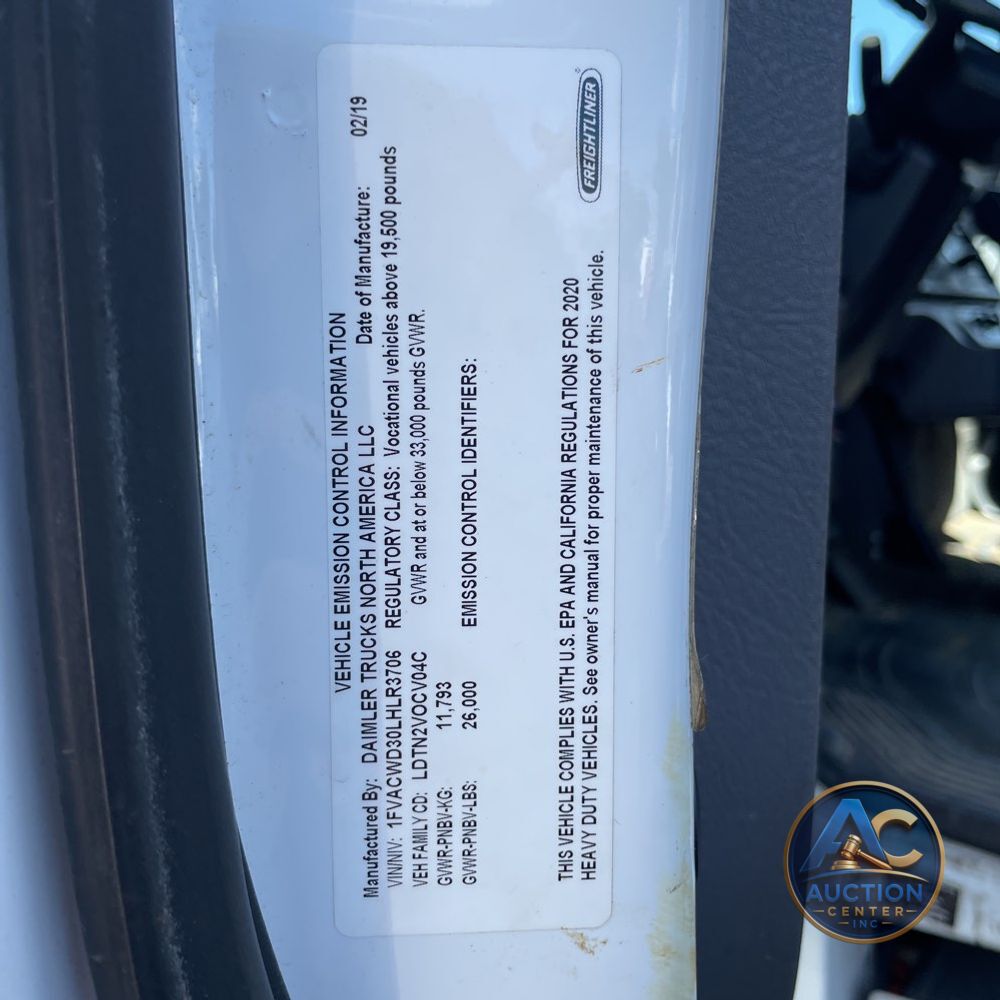 2020 Freightliner Commercial M106 (CA72-204) CONV CAB  TRUCK 4X2 7.7L