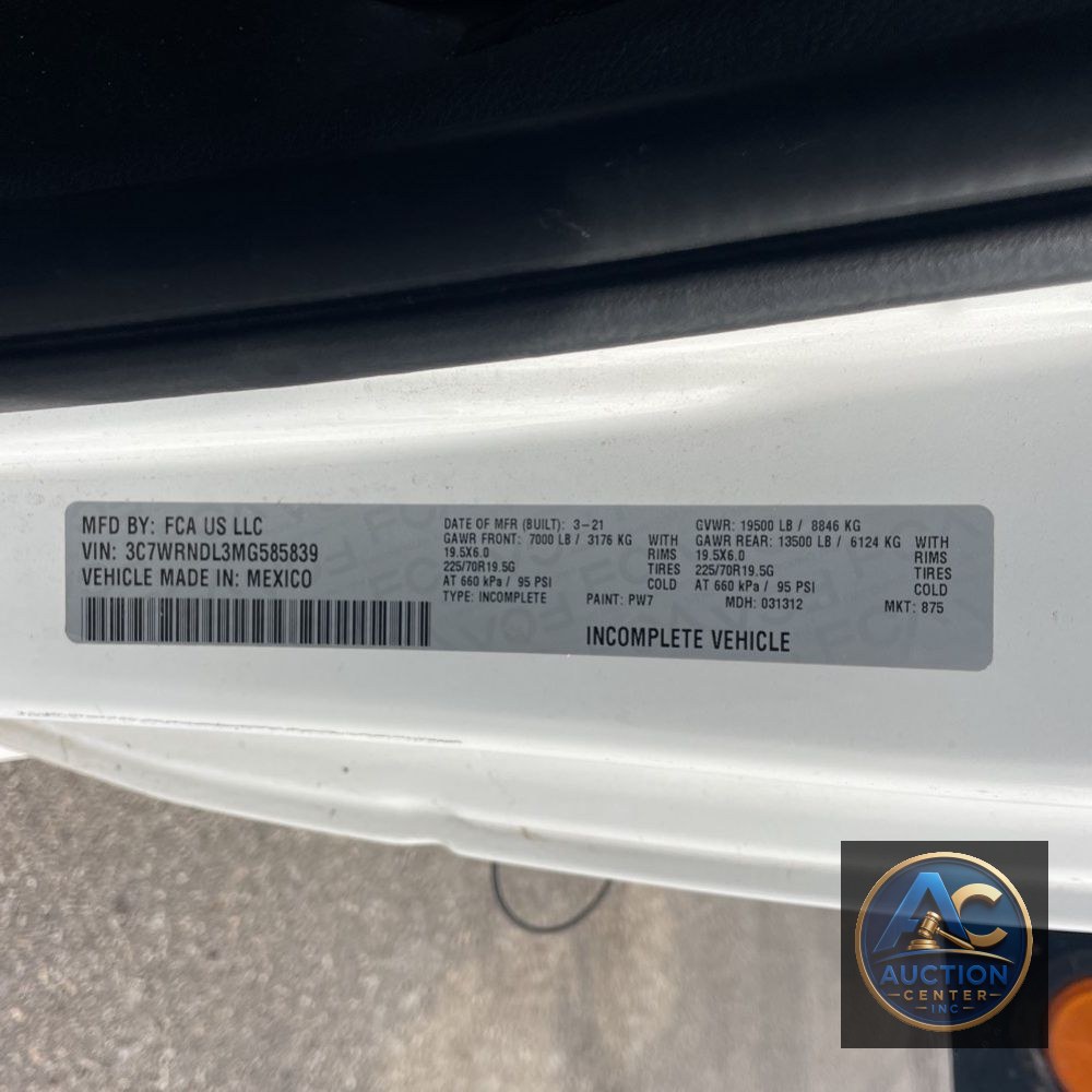 2021 Ram Commercial Tradesman CA60-120 CONV CAB/CHASSIS 4X4 6.7L