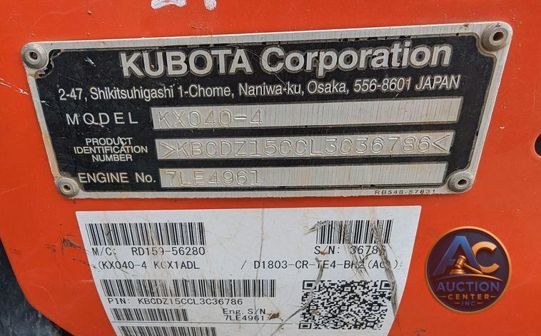 2020 Kubota KX040-4  mini excavator