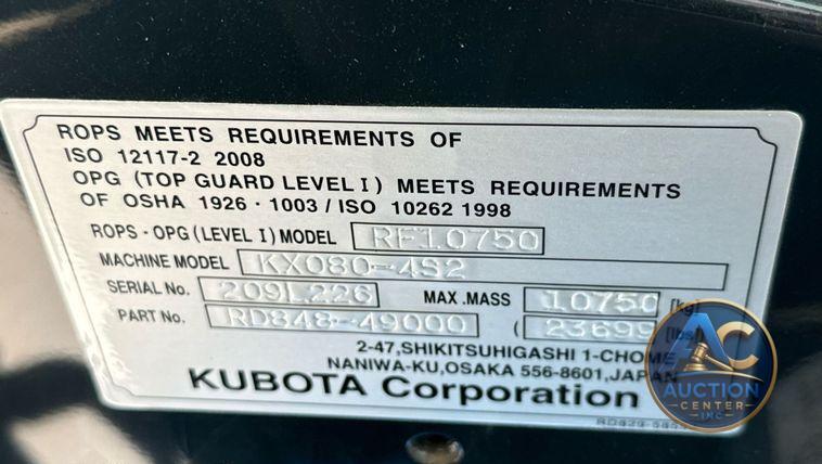 2020 Kubota  KX080-4S2 mini excavator