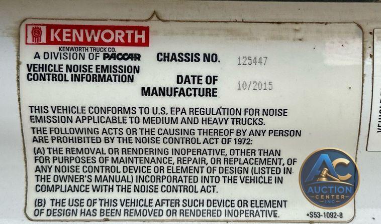 2016 Kenworth  T880 dump truck