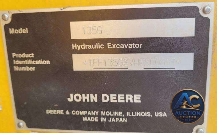 2017 John Deere 135G  excavator