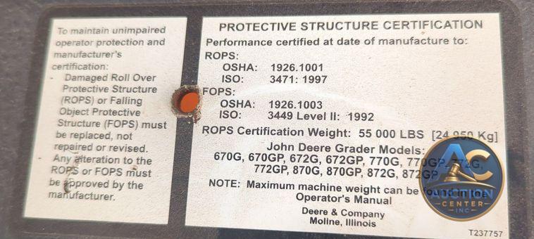 2012 John Deere 772GP  motor grader