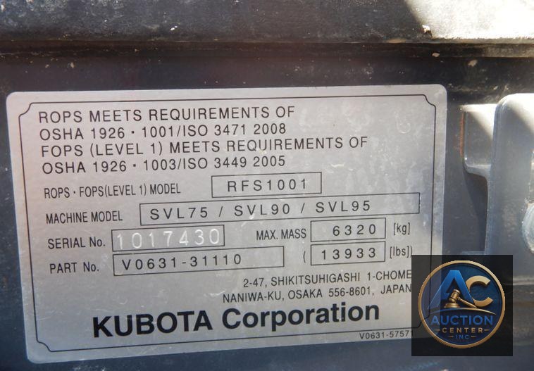 2018 Kubota SVL95-2S skid steer