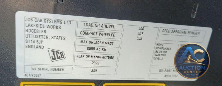 2022 JCB 407 wheel loader