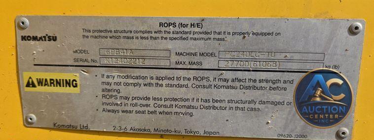2013 Komatsu PC240LC-10 excavator